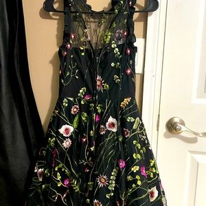 Black embroidered Floral sleeveless dress